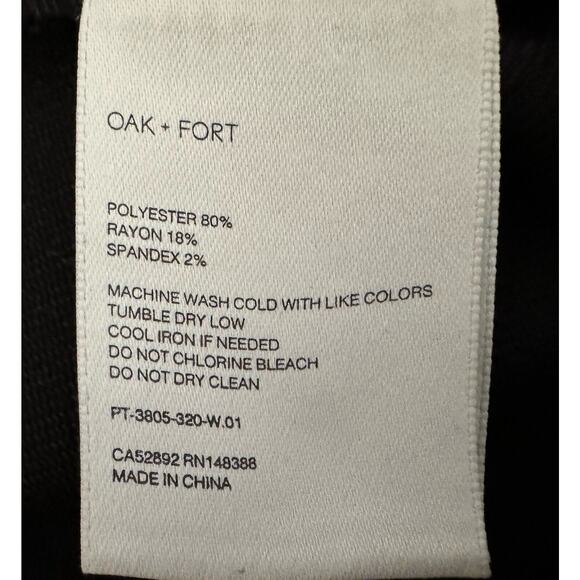 Oak + Fort High Waisted Straight Leg Twill Pants Black Women Size 28 - Picture 5 of 9